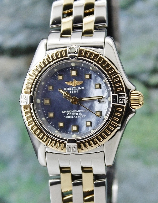 LADY SIZE BREITLING STAINLESS STEEL & 18K YELLOW GOLD WATCH / D72345